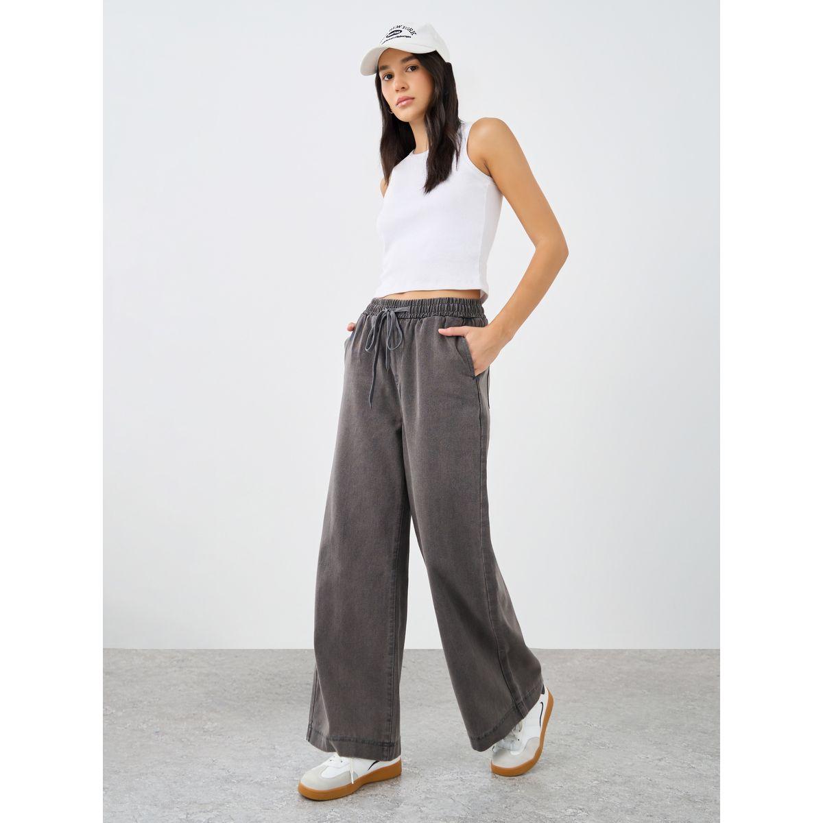 Styli Elasticated Waistband Wide Leg Jeans with Drawstring-women-clothing-bottoms-jeans-image-2