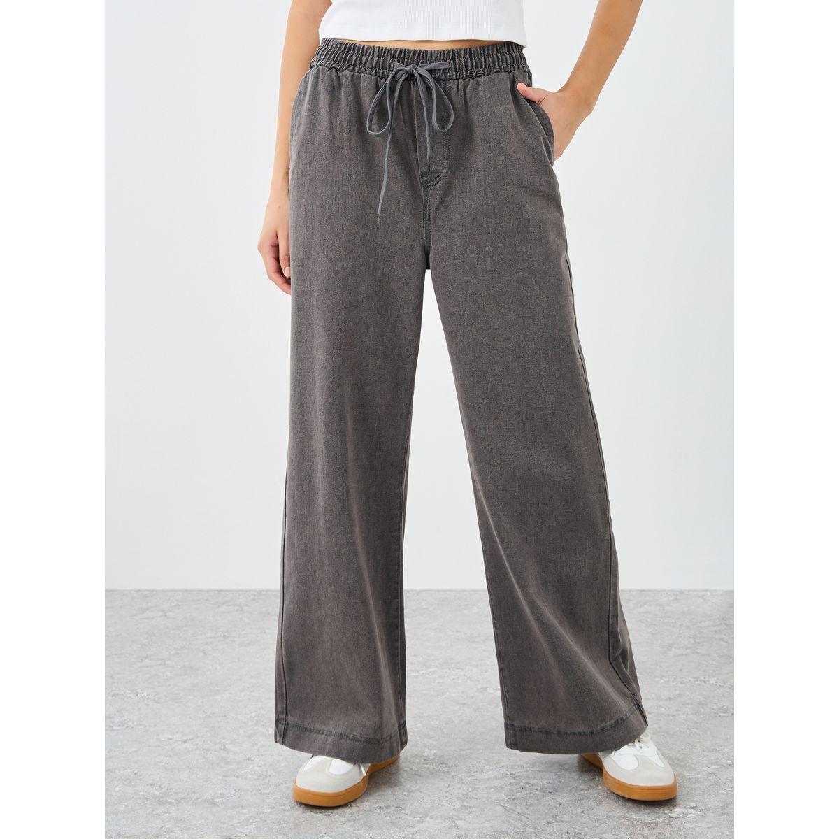 Styli Elasticated Waistband Wide Leg Jeans with Drawstring-women-clothing-bottoms-jeans-image-3