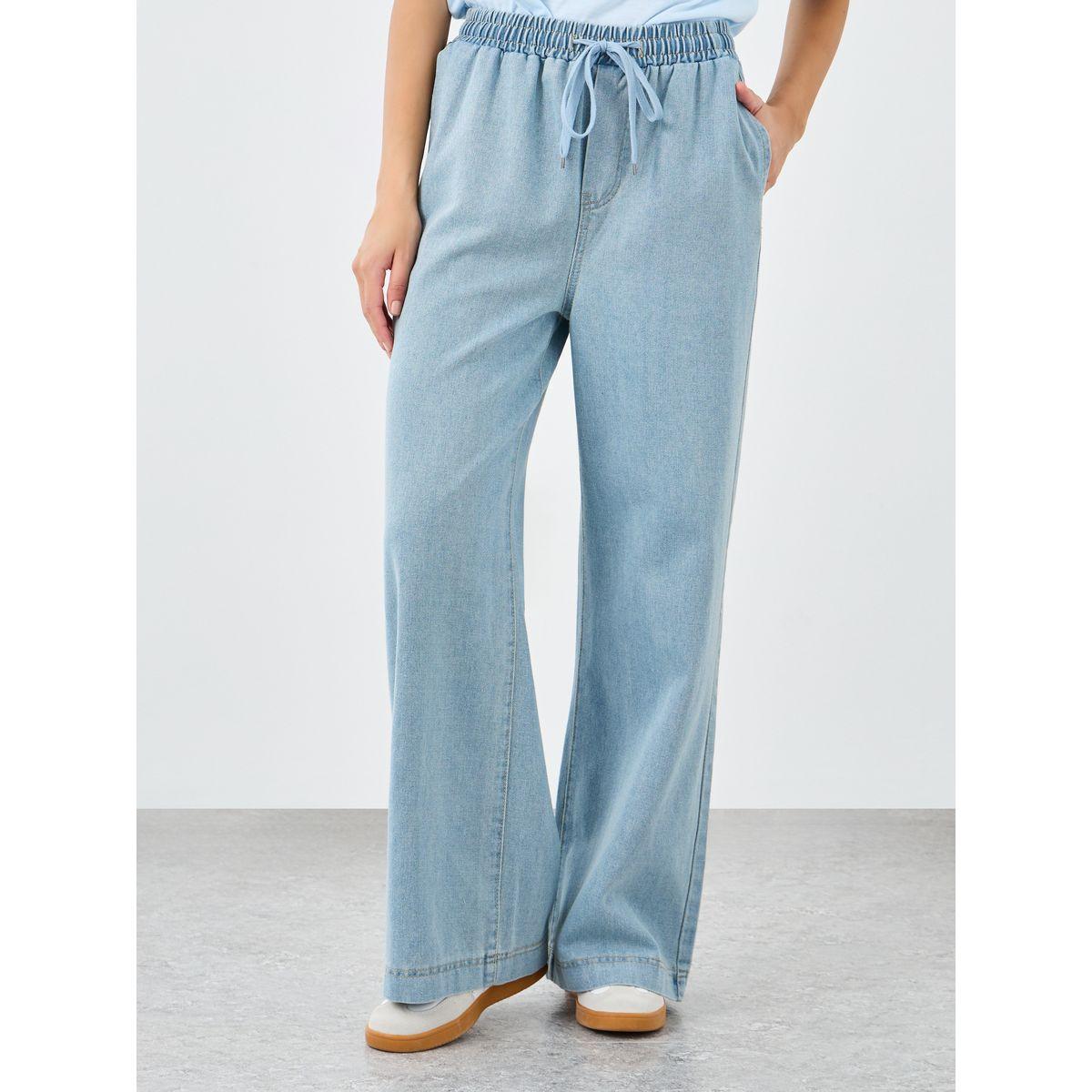 Styli Elasticated Waistband Wide Leg Jeans with Drawstring-women-clothing-bottoms-jeans-image-2