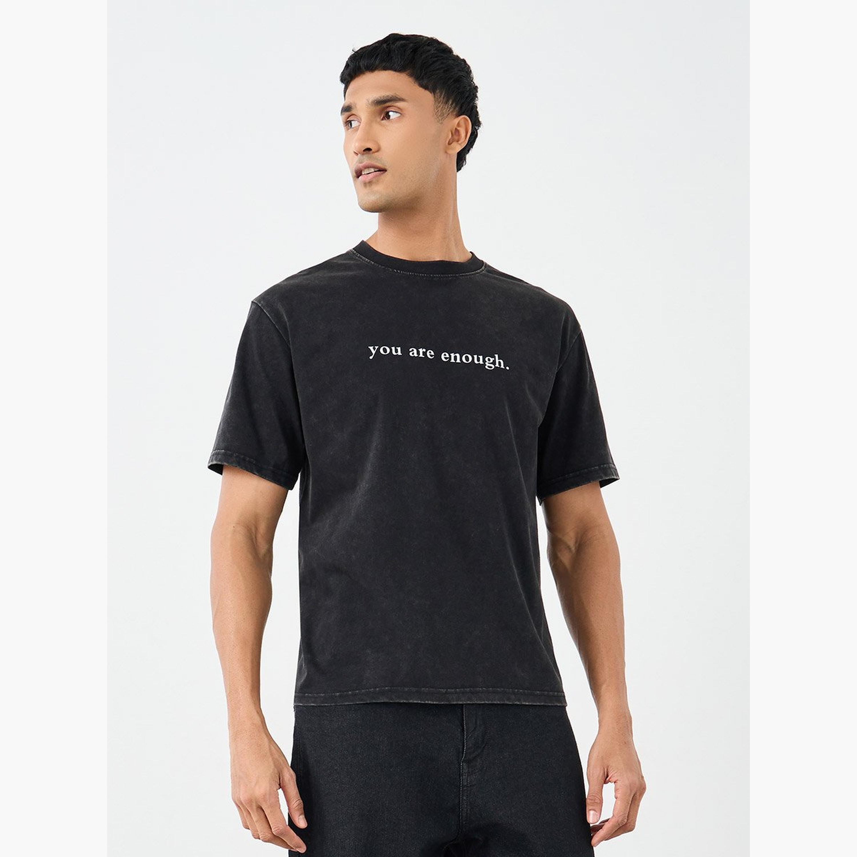 ستايلي - تي شيرت مقاس كبير مطبوع شعار مغسول بالحامض-men-clothing-tshirtsandpolos-tshirts-image-1