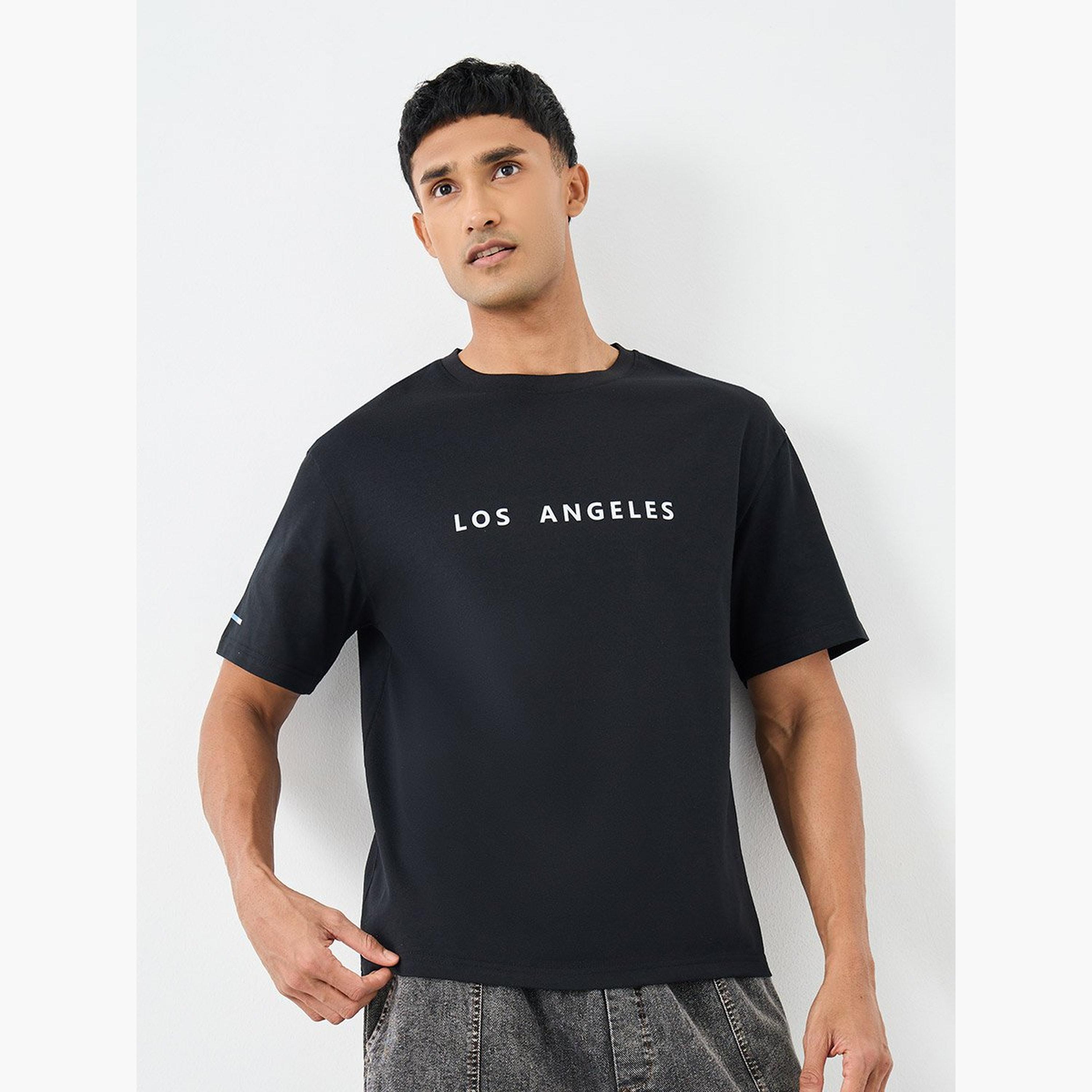 Styli Slogan Print Crew Neck Oversized T-Shirt-men-clothing-tshirtsandpolos-tshirts-image-1