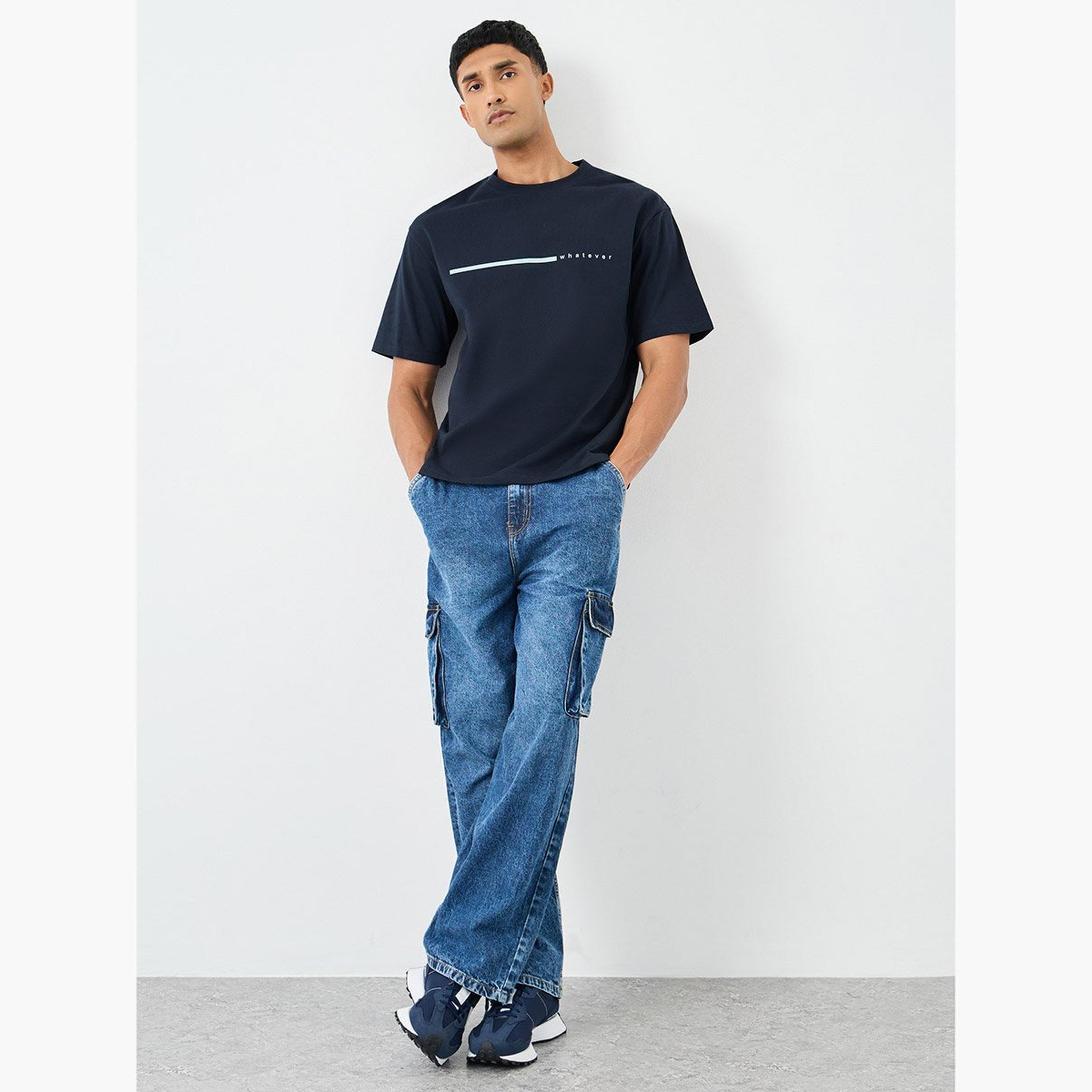 Styli Slogan Print Crew Neck Oversized T-Shirt-men-clothing-tshirtsandpolos-tshirts-image-3
