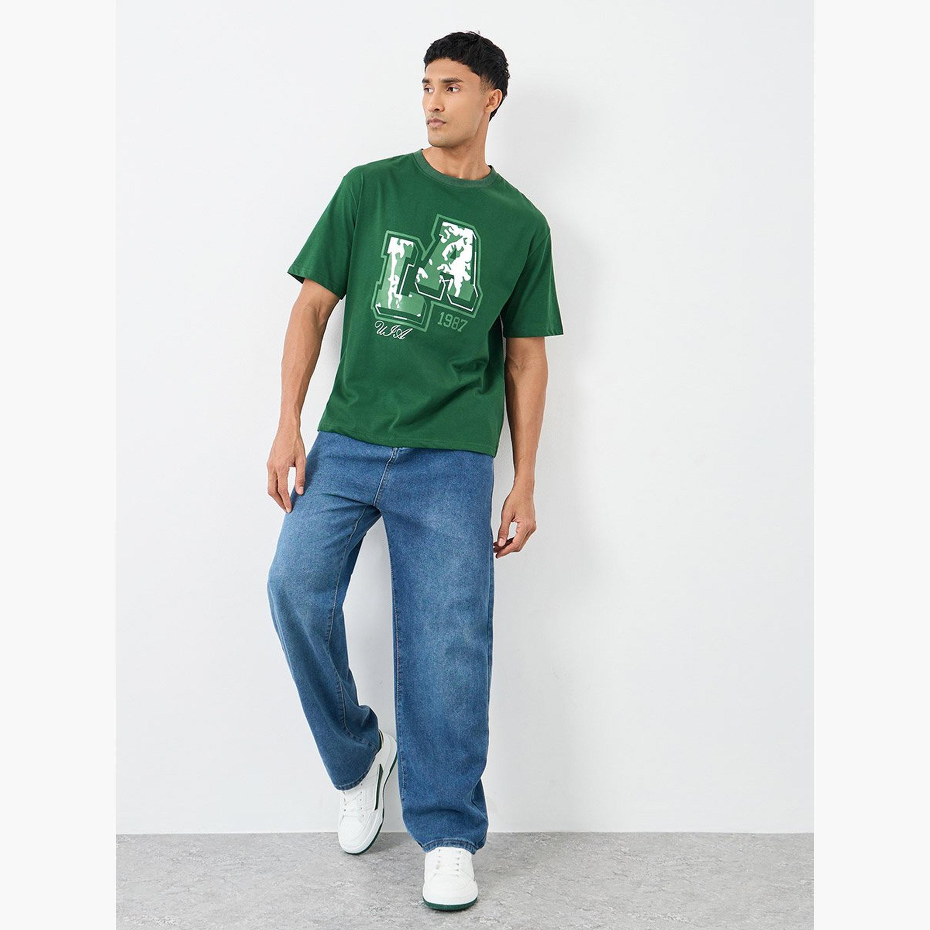 Styli LA Graphic Print Crew Neck Oversized T-Shirt-men-clothing-tshirtsandpolos-tshirts-image-2