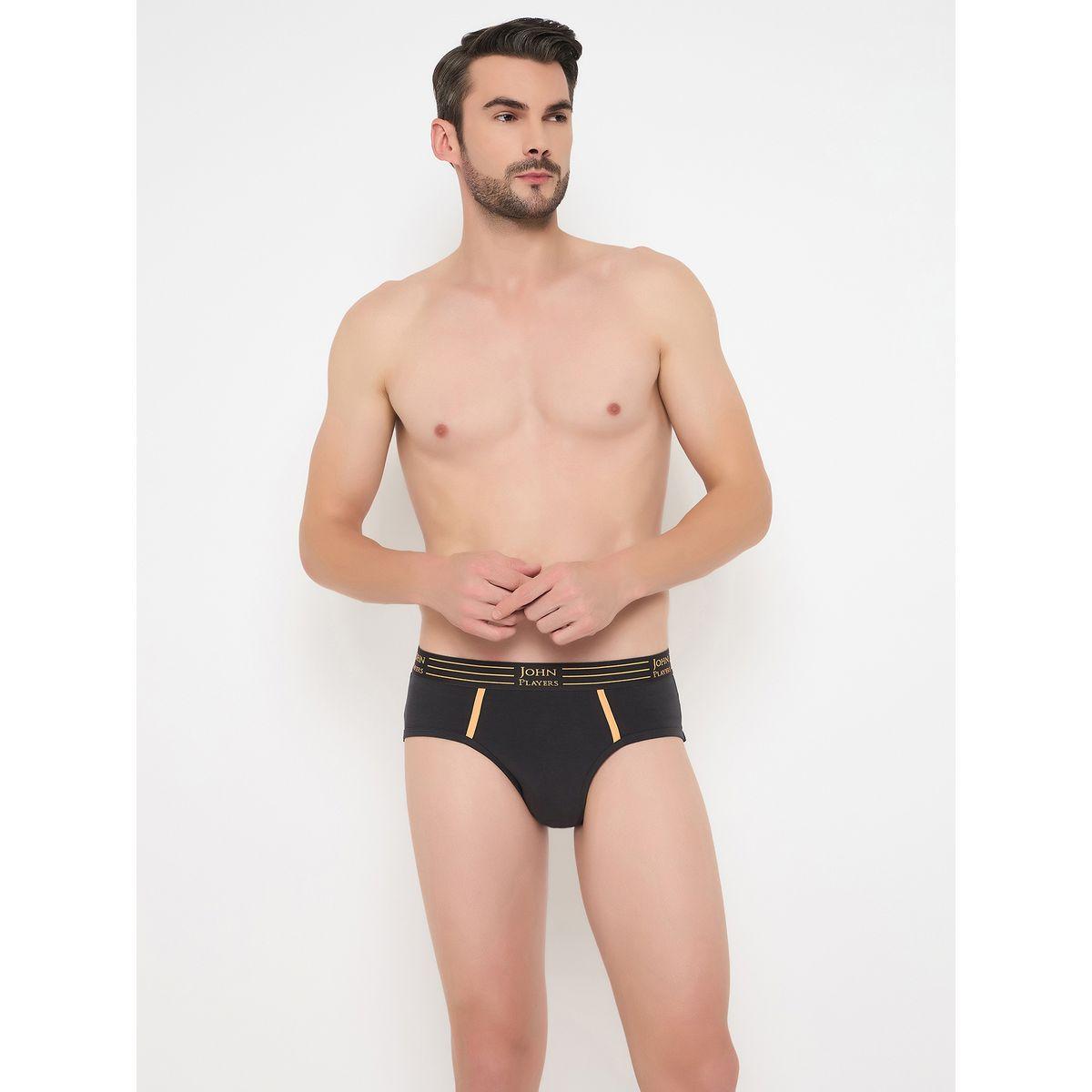 John Player Pack of 2 - Solid Briefs with Striped Waistband-men-clothing-innerwear-underwear-image-1