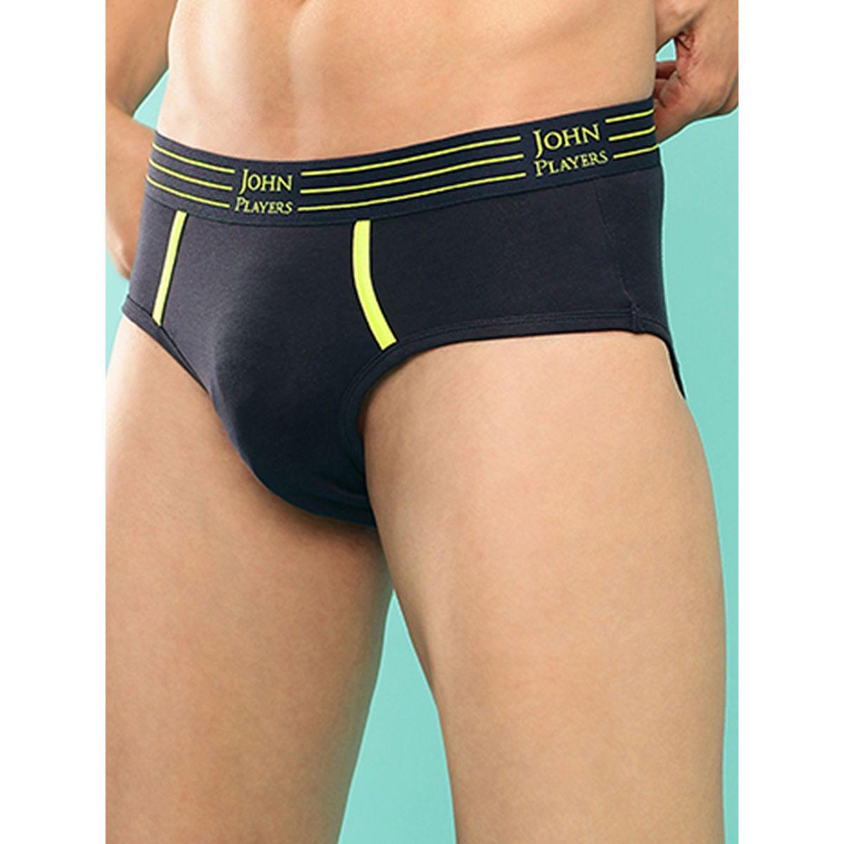 John Player Pack of 2 - Solid Briefs with Striped Waistband-men-clothing-innerwear-underwear-image-3