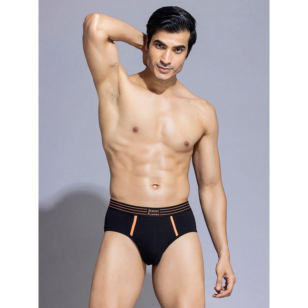 John Player Pack of 2 - Solid Briefs with Striped Waistband-men-clothing-innerwear-underwear-image-1
