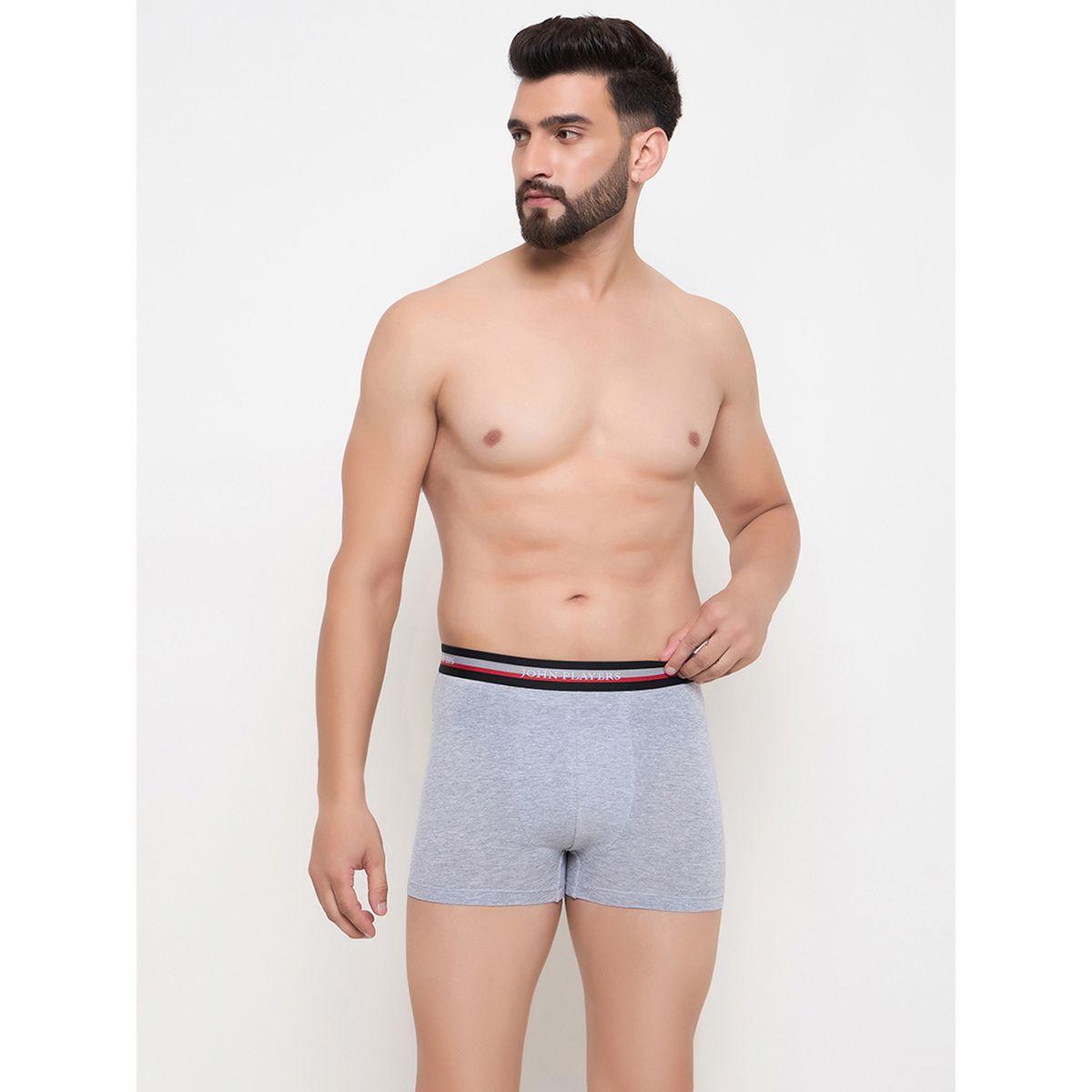 John Player Pack of 2 - Solid Trunks with Elastic Waistband-men-clothing-innerwear-underwear-image-1