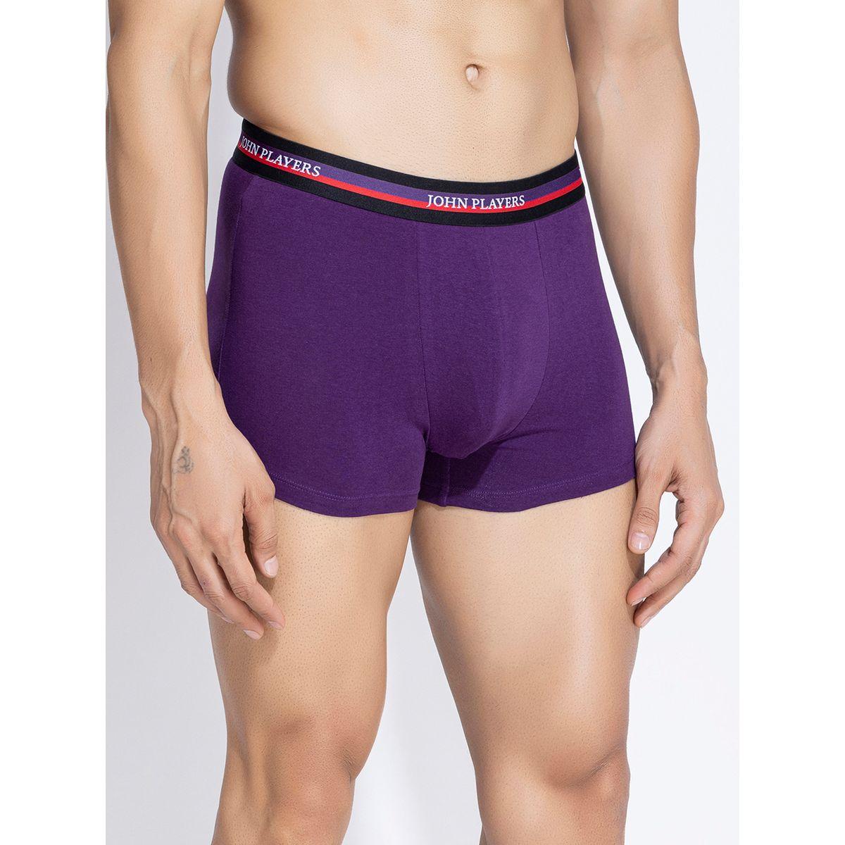 John Player Pack of 2 - Solid Trunks with Elastic Waistband-men-clothing-innerwear-underwear-image-3