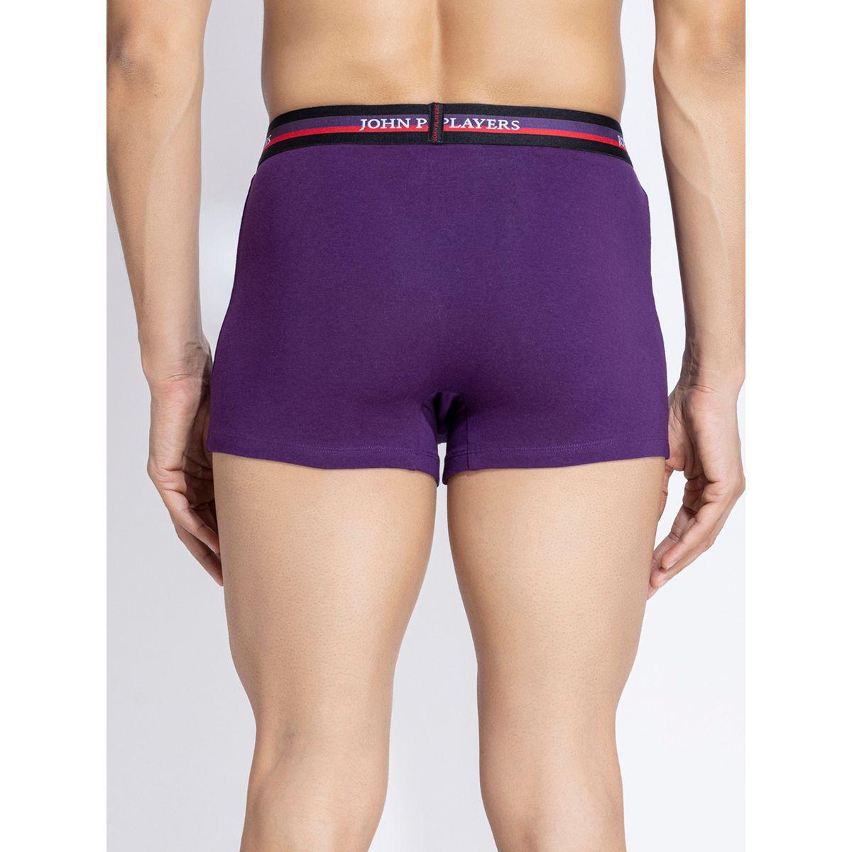John Player Pack of 2 - Solid Trunks with Elastic Waistband-men-clothing-innerwear-underwear-image-5