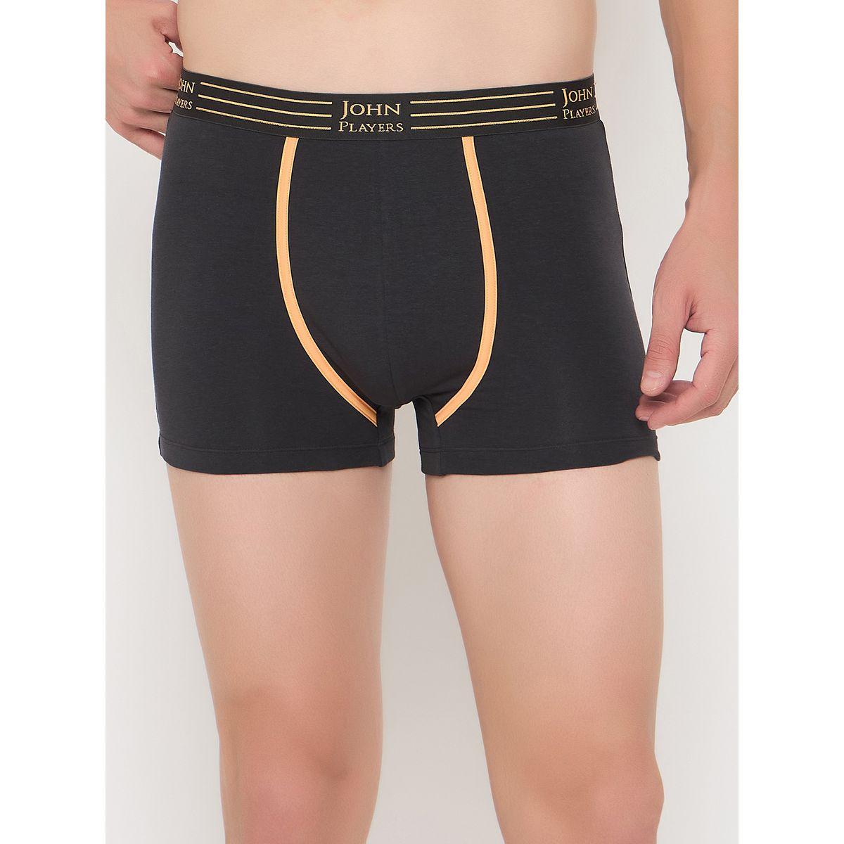 John Player Pack of 2 - Solid Trunks with Striped Waistband-men-clothing-innerwear-underwear-image-2