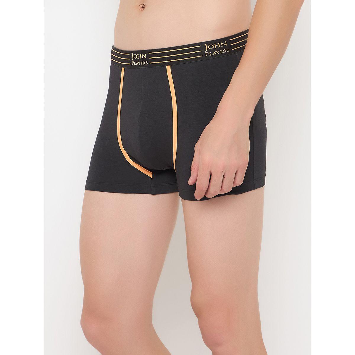 John Player Pack of 2 - Solid Trunks with Striped Waistband-men-clothing-innerwear-underwear-image-3