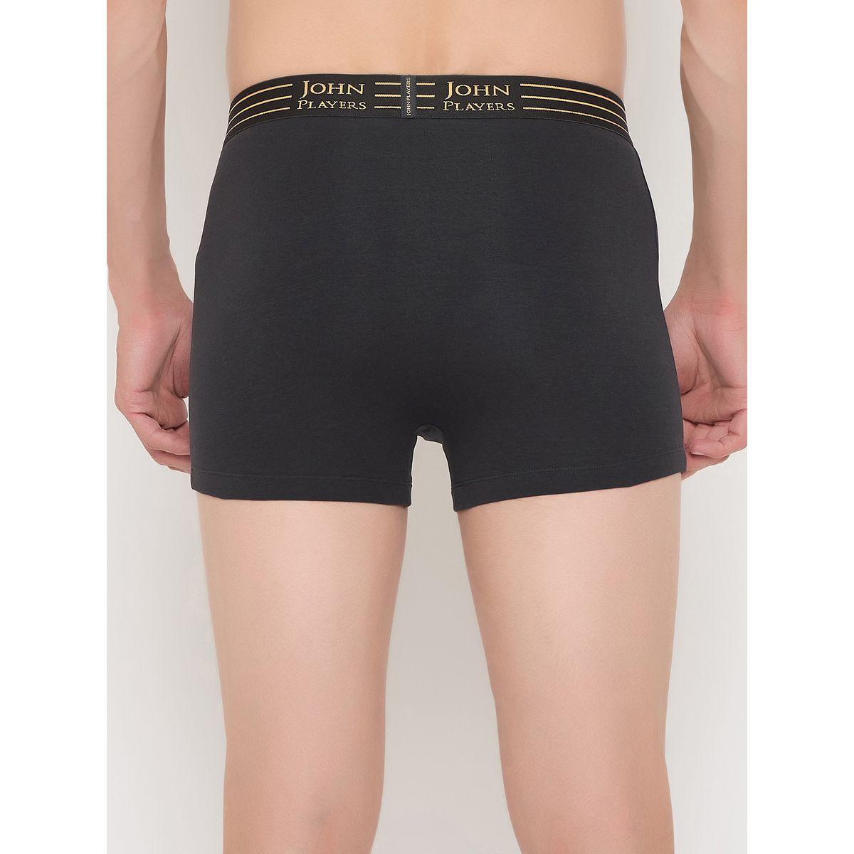 John Player Pack of 2 - Solid Trunks with Striped Waistband-men-clothing-innerwear-underwear-image-5