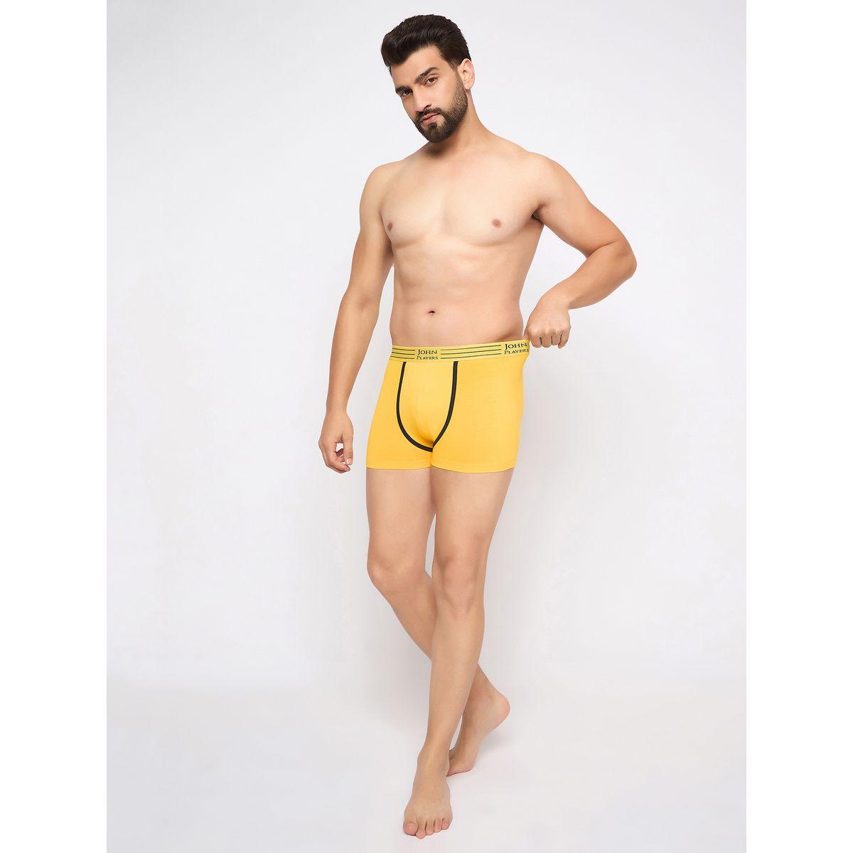 John Player Pack of 2 - Solid Trunks with Striped Waistband-men-clothing-innerwear-underwear-image-1