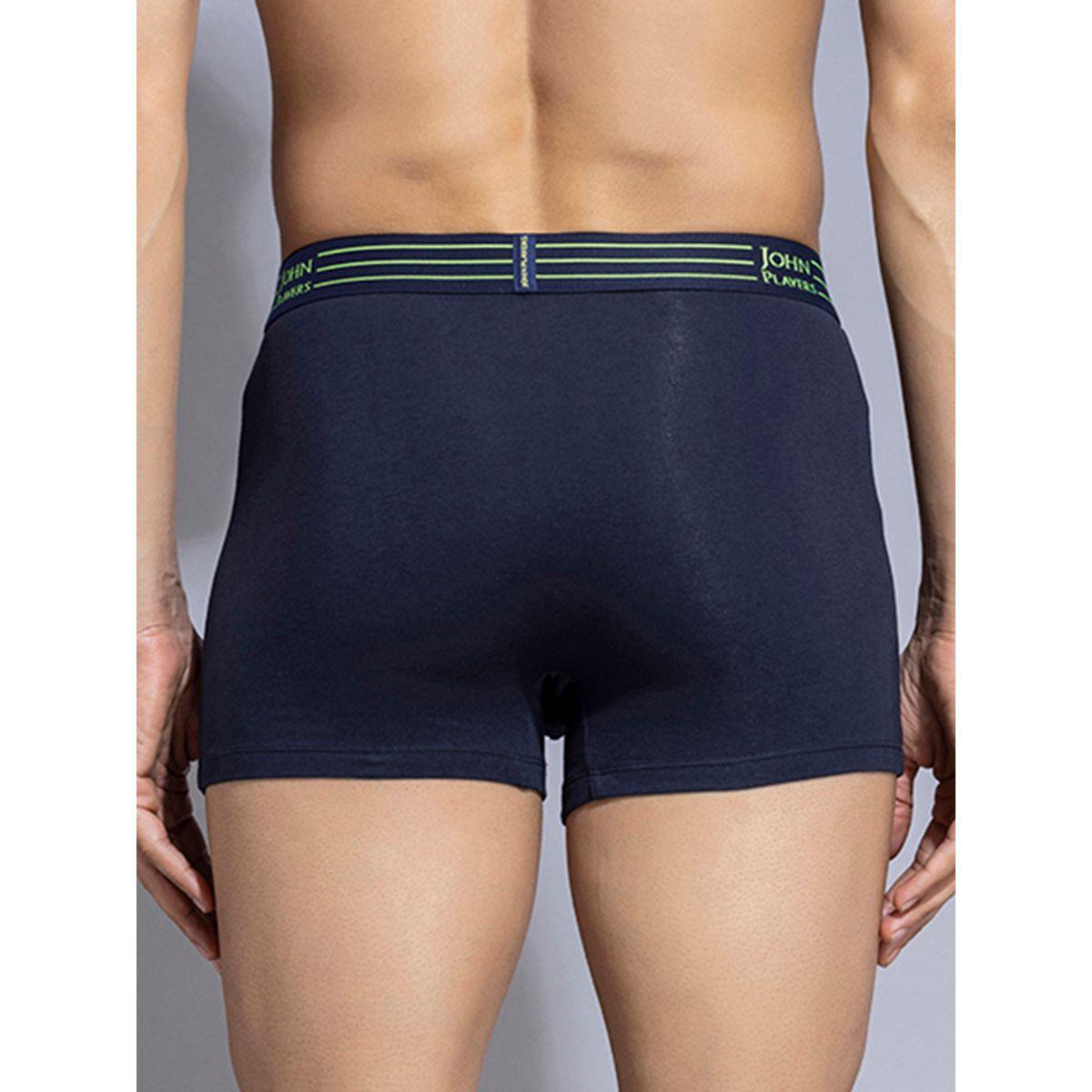 John Player Pack of 2 - Solid Trunks with Striped Waistband-men-clothing-innerwear-underwear-image-5