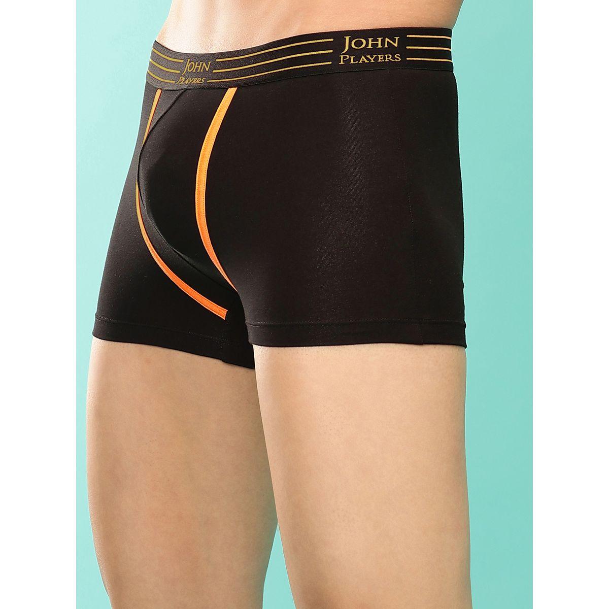 John Player Pack of 2 - Solid Trunks with Striped Waistband-men-clothing-innerwear-underwear-image-2