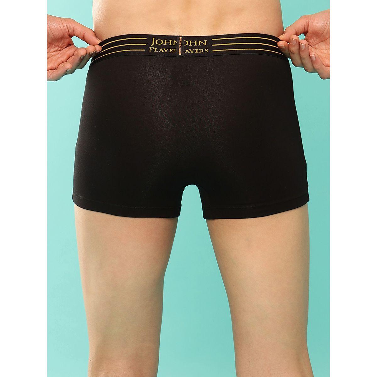 John Player Pack of 2 - Solid Trunks with Striped Waistband-men-clothing-innerwear-underwear-image-3