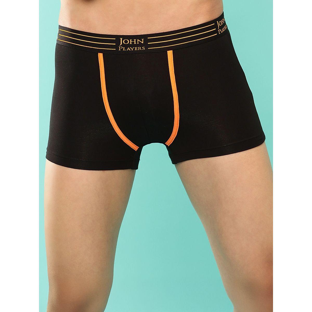 John Player Pack of 2 - Solid Trunks with Striped Waistband-men-clothing-innerwear-underwear-image-5