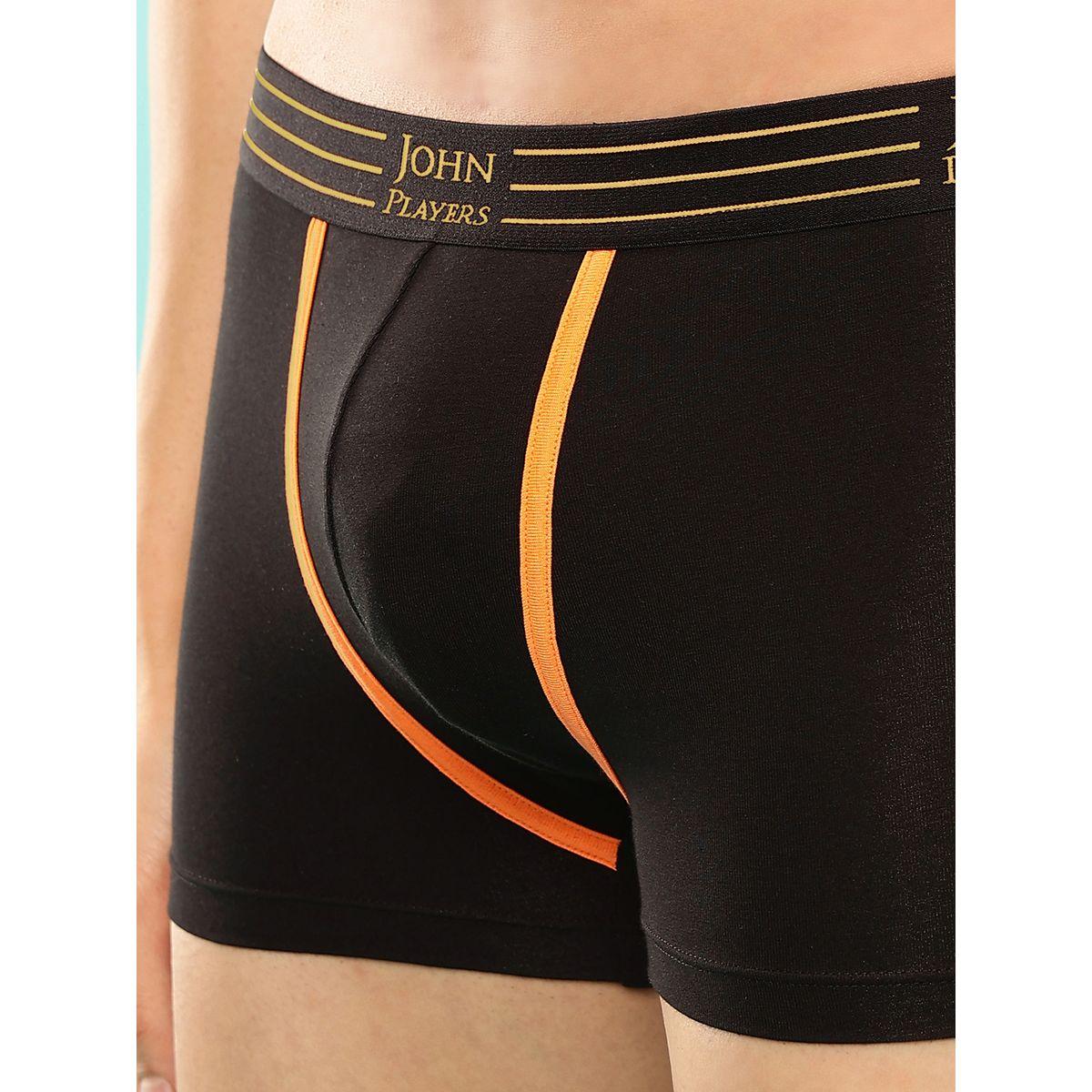 John Player Pack of 2 - Solid Trunks with Striped Waistband-men-clothing-innerwear-underwear-image-6