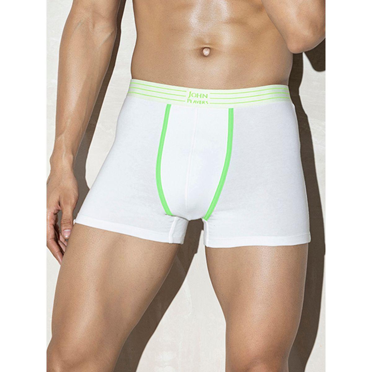 John Player Pack of 2 - Solid Trunks with Striped Waistband-men-clothing-innerwear-underwear-image-2
