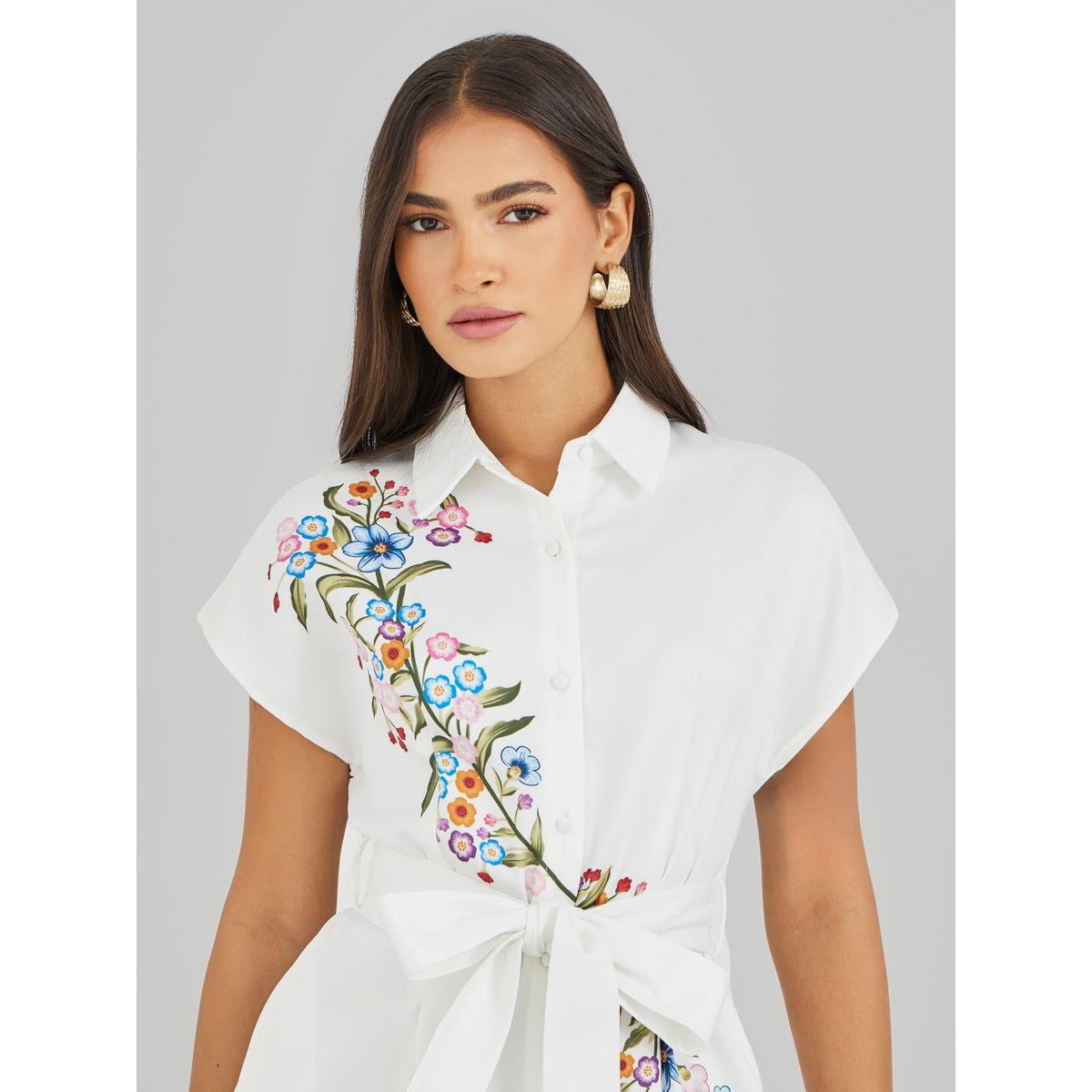 فستان ميدي بطبعة زهور وياقة سبريد مع حزام-women-clothing-dresses-image-4