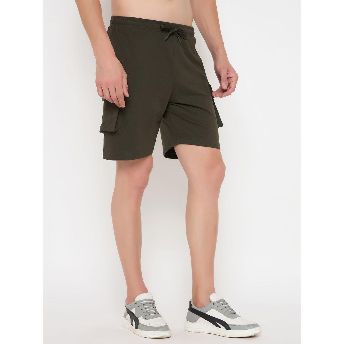John Player Solid Drawstring Waist Lounge Shorts with Pockets-men-clothing-sportswearandactivewear-bottoms-image-4