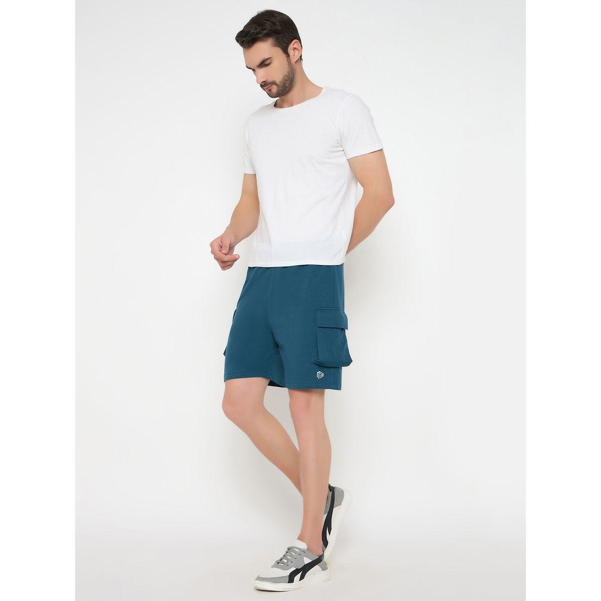 John Player Solid Drawstring Waist Lounge Shorts with Pockets-men-clothing-sportswearandactivewear-bottoms-image-1