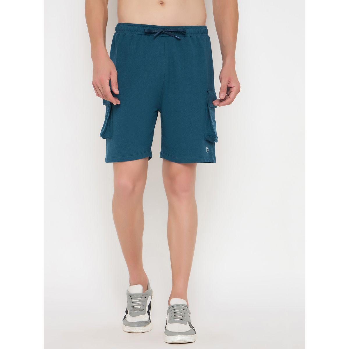 John Player Solid Drawstring Waist Lounge Shorts with Pockets-men-clothing-sportswearandactivewear-bottoms-image-2