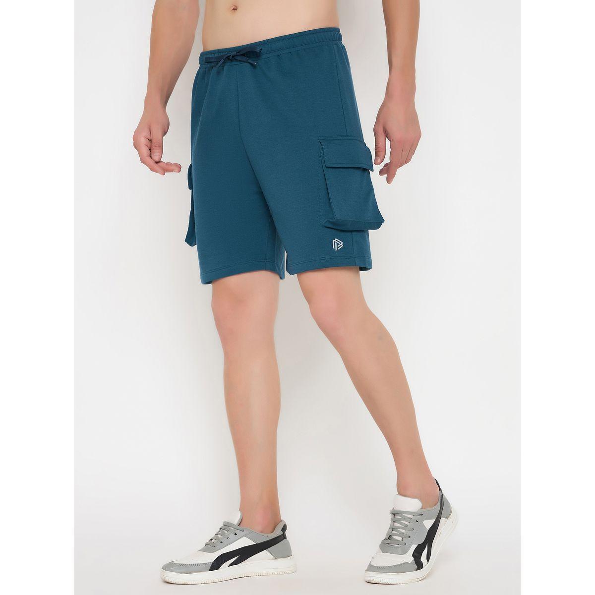 John Player Solid Drawstring Waist Lounge Shorts with Pockets-men-clothing-sportswearandactivewear-bottoms-image-3