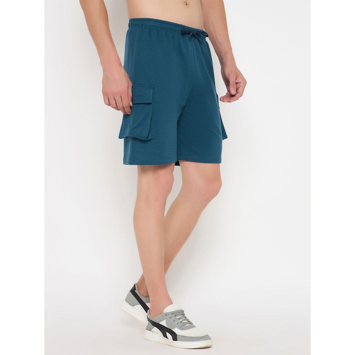 John Player Solid Drawstring Waist Lounge Shorts with Pockets-men-clothing-sportswearandactivewear-bottoms-image-4