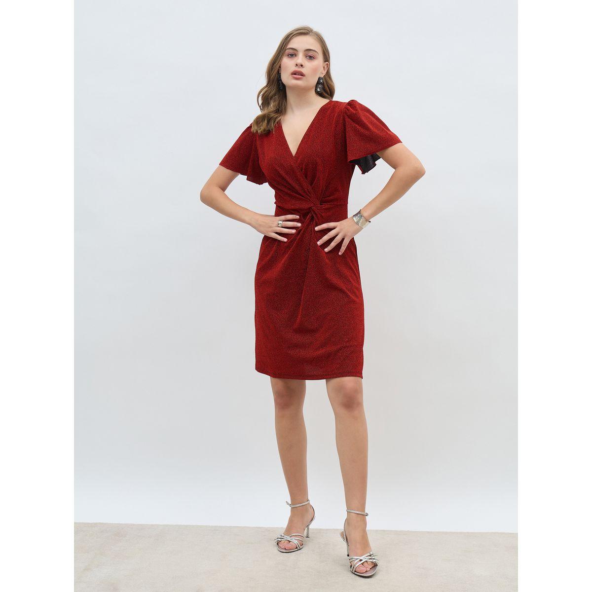 فستان بطول الركبة بنمط لف وأكمام واسعة-women-clothing-dresses-image-2