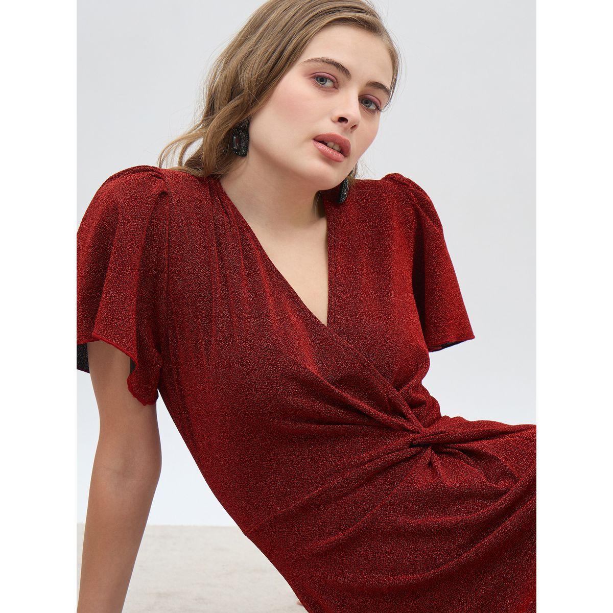 فستان بطول الركبة بنمط لف وأكمام واسعة-women-clothing-dresses-image-4