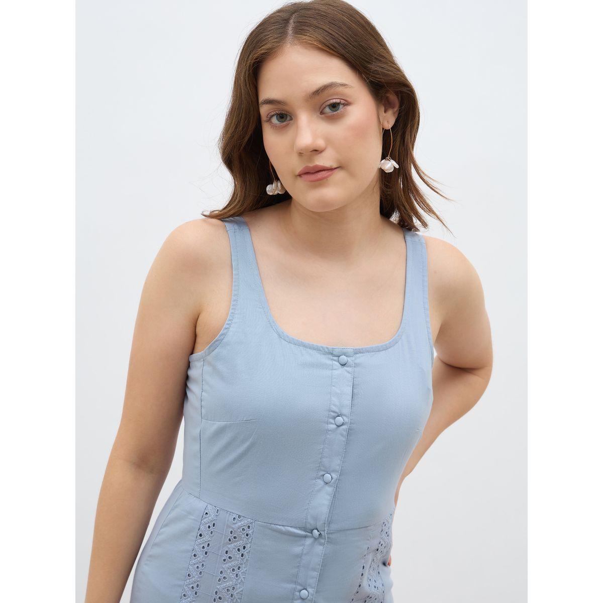 فستان ميدي بتفاصيل شيفلي بلا أكمام مع أزرار-women-clothing-dresses-image-4
