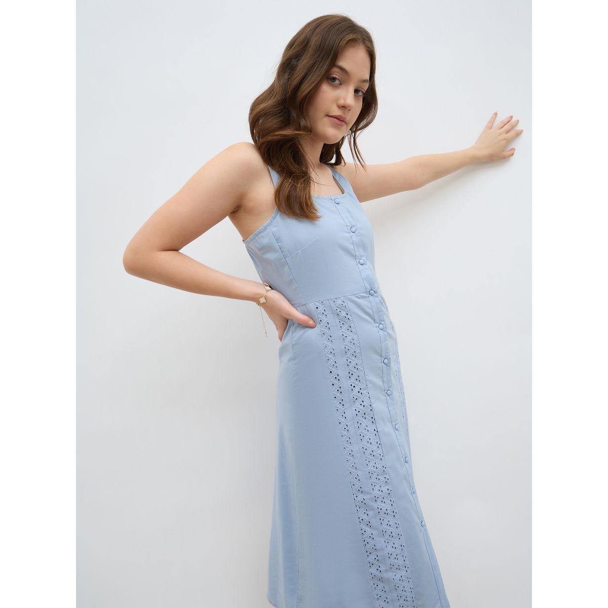 فستان ميدي بتفاصيل شيفلي بلا أكمام مع أزرار-women-clothing-dresses-image-6