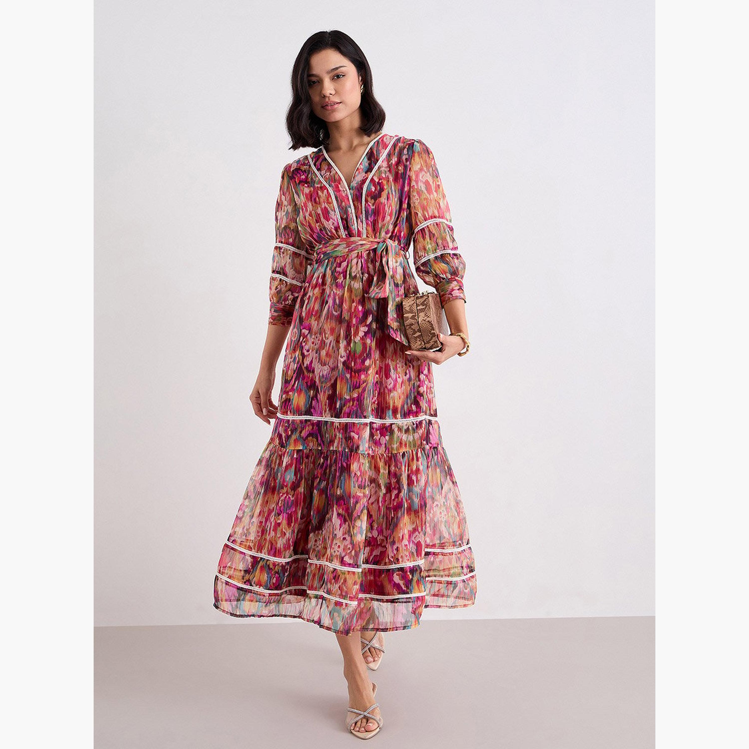 ستايلي - فستان ماكسي متعدد الطبقات بطباعة كاملة-women-clothing-dresses-image-1