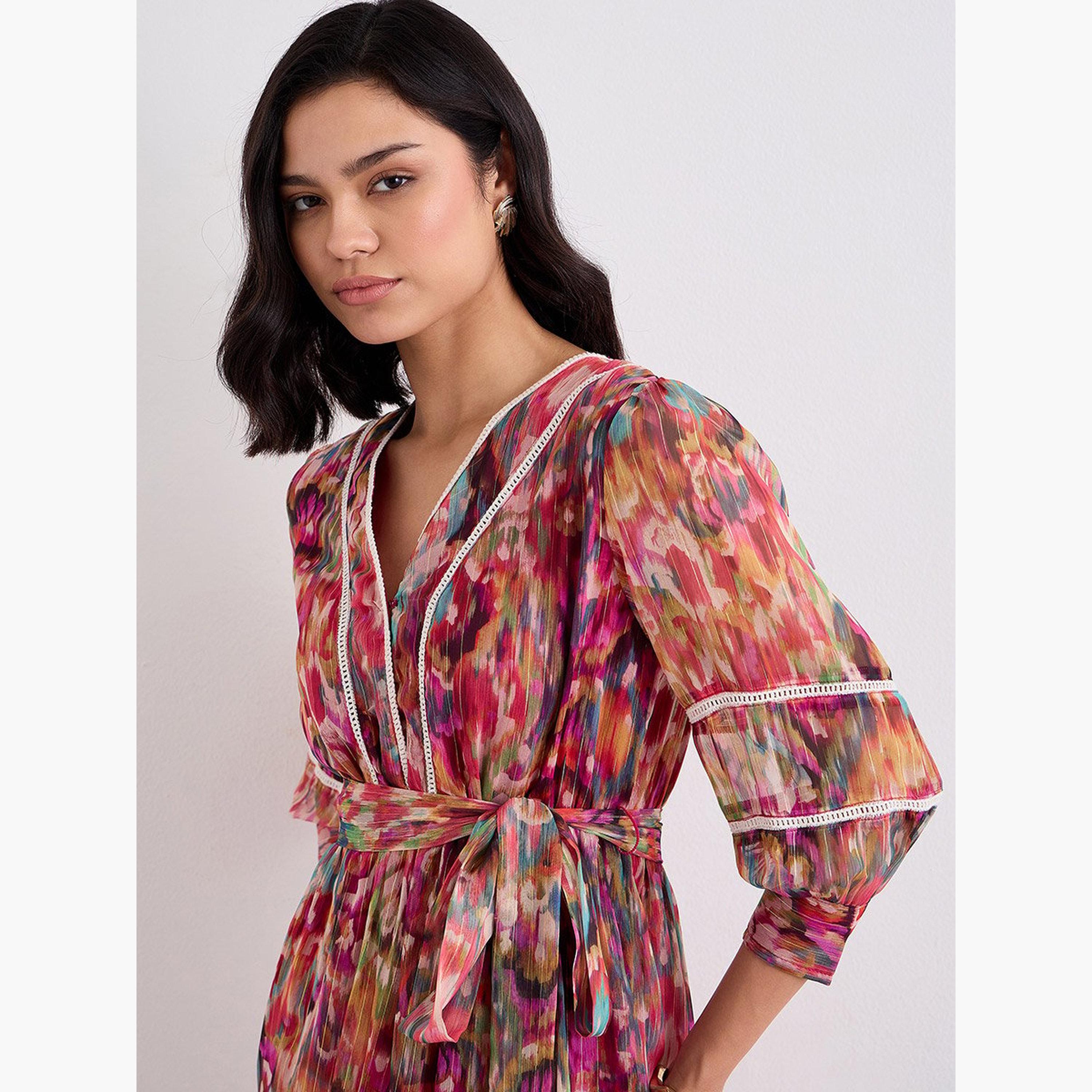 ستايلي - فستان ماكسي متعدد الطبقات بطباعة كاملة-women-clothing-dresses-image-3