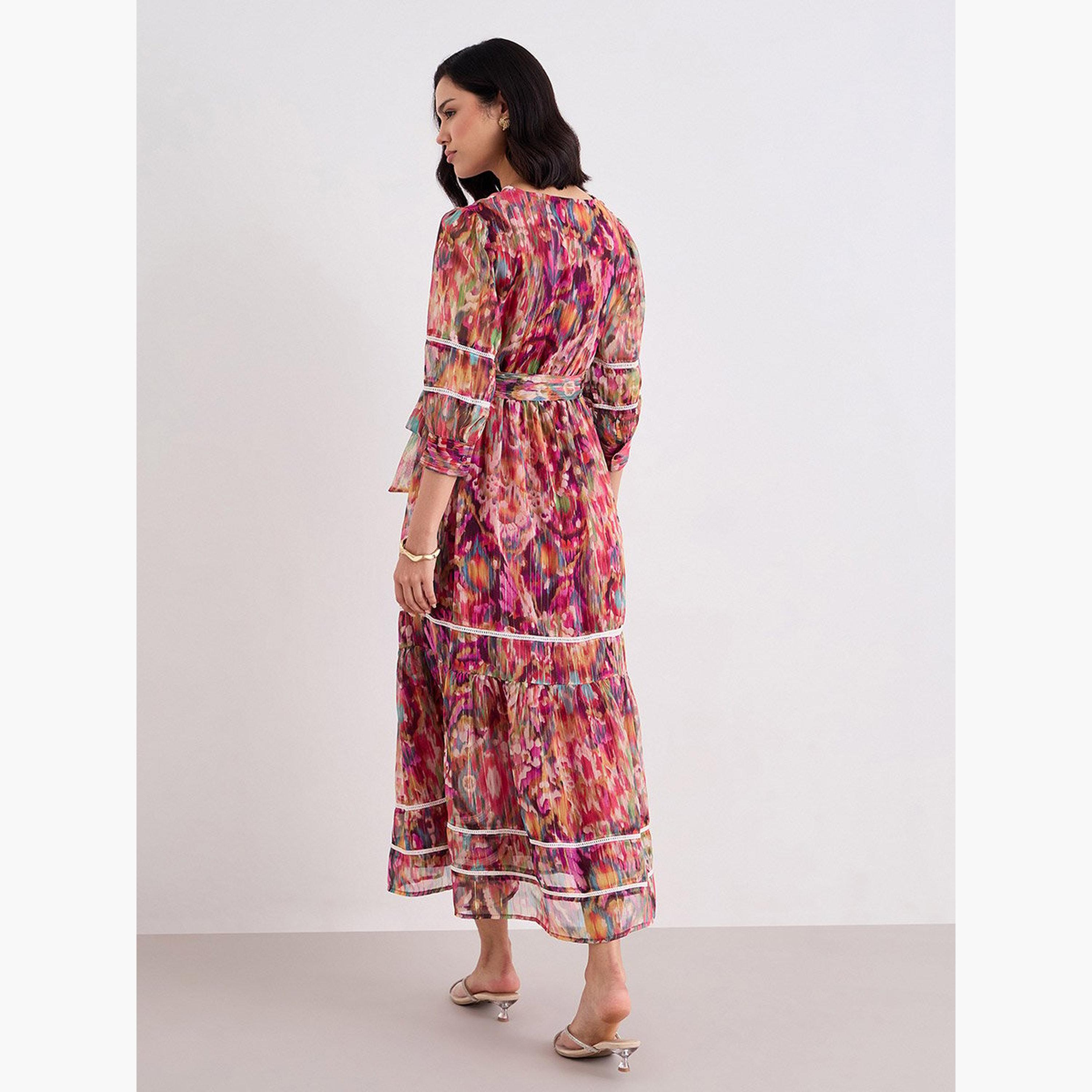 ستايلي - فستان ماكسي متعدد الطبقات بطباعة كاملة-women-clothing-dresses-image-4