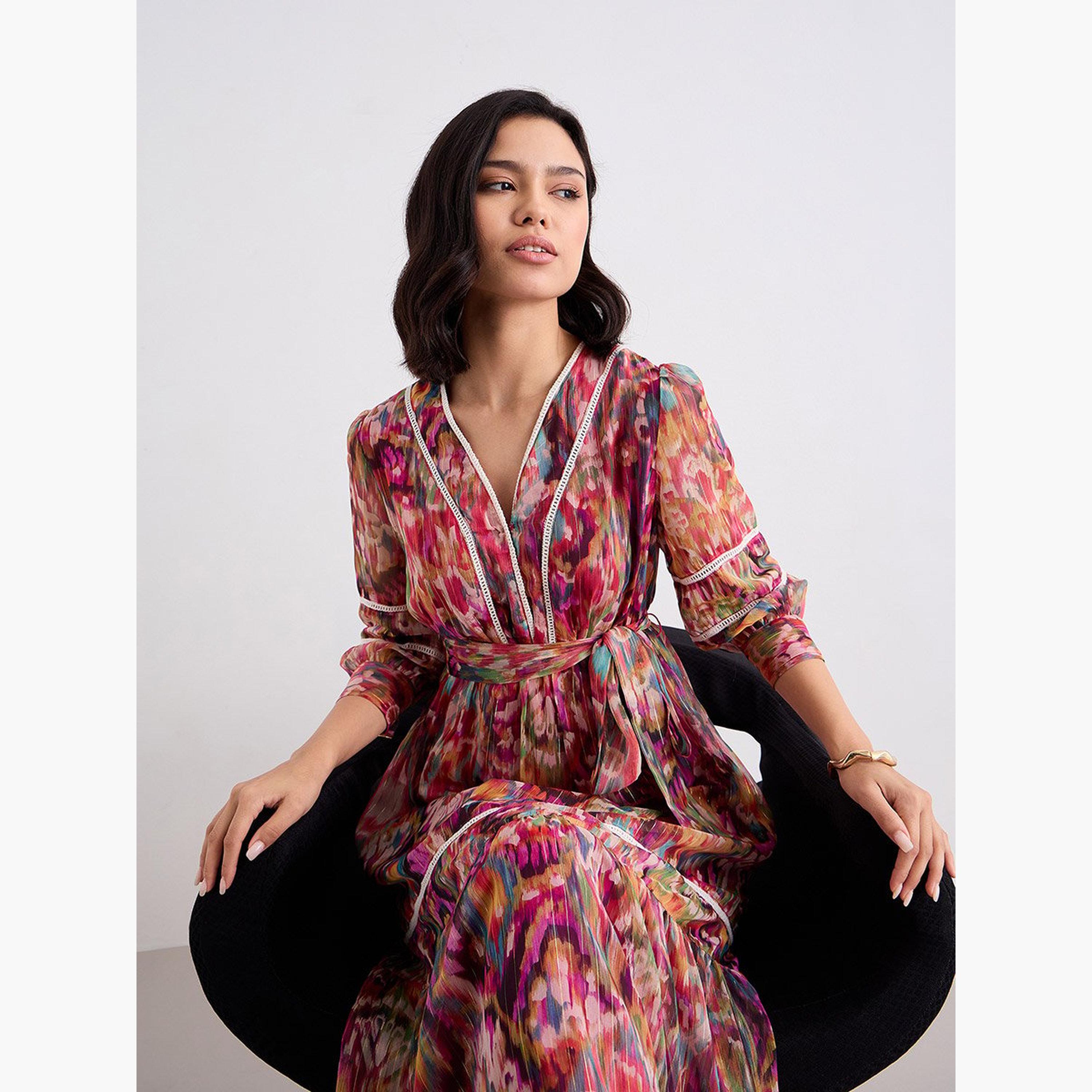 ستايلي - فستان ماكسي متعدد الطبقات بطباعة كاملة-women-clothing-dresses-image-5