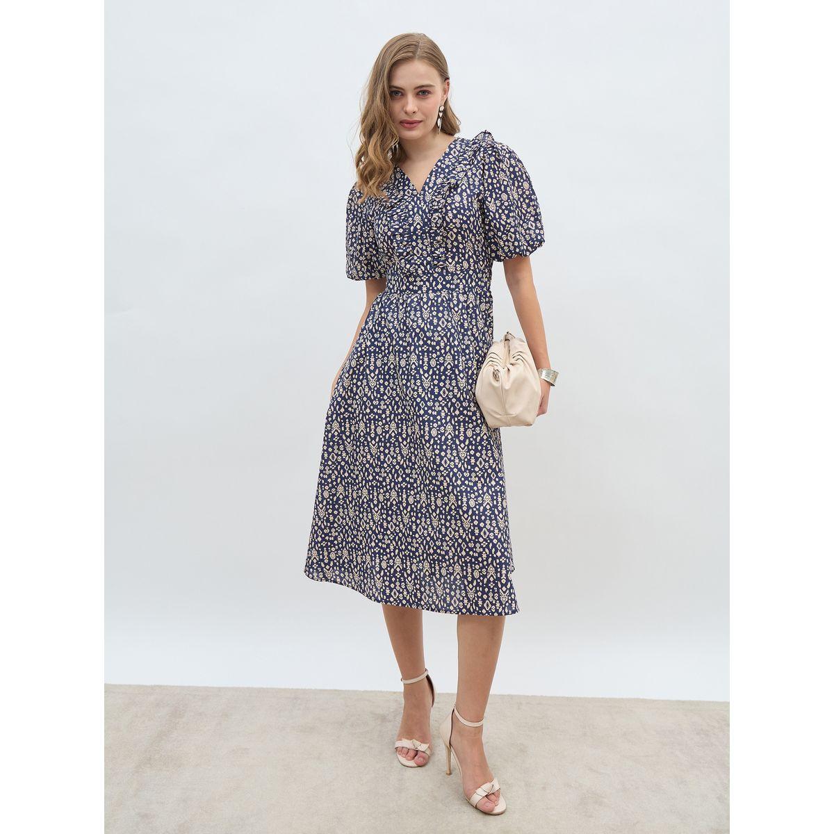 فستان ميدي مطبع بالكامل مع كشكش-women-clothing-dresses-image-1