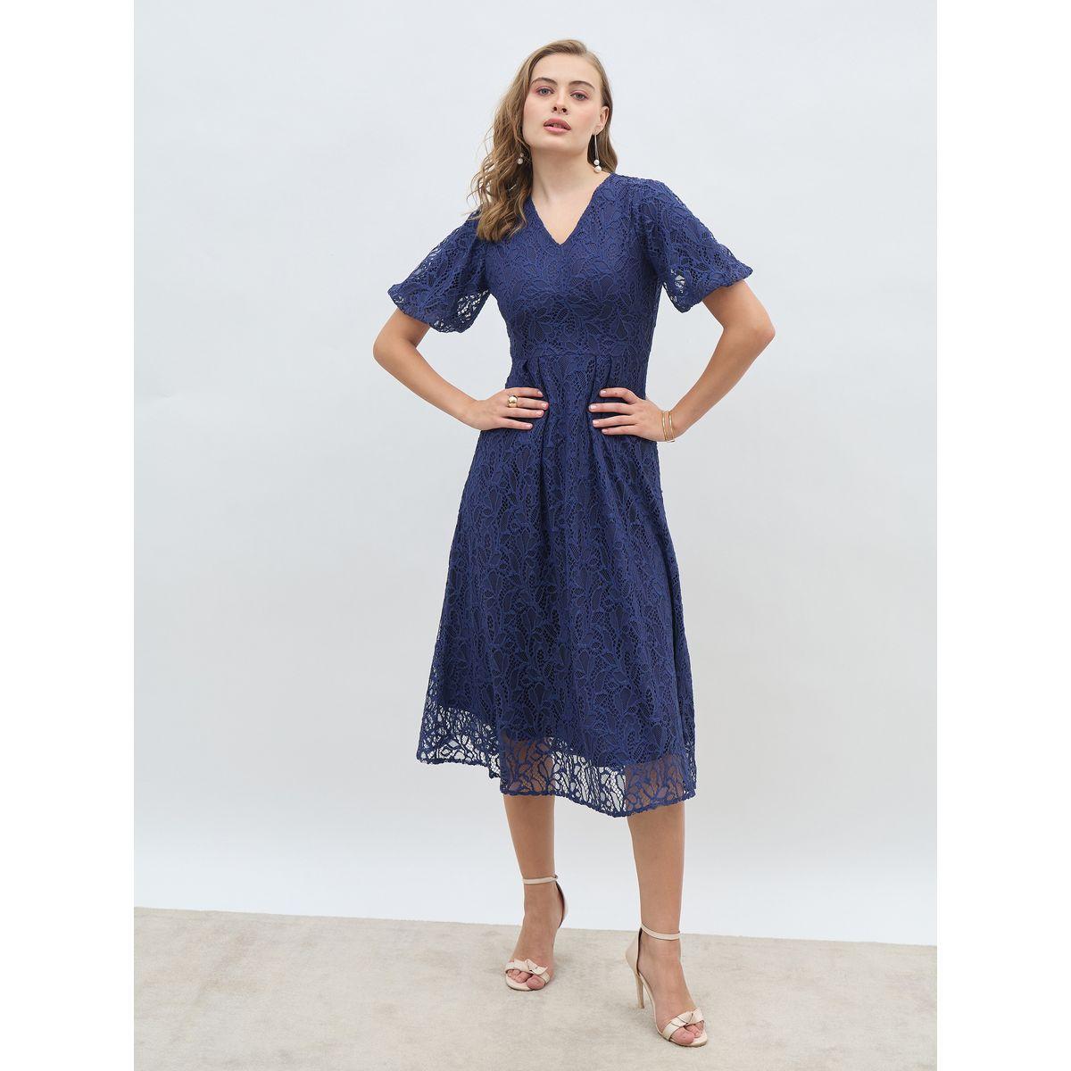 فستان ميدي سادة بأكمام بالون-women-clothing-dresses-image-2