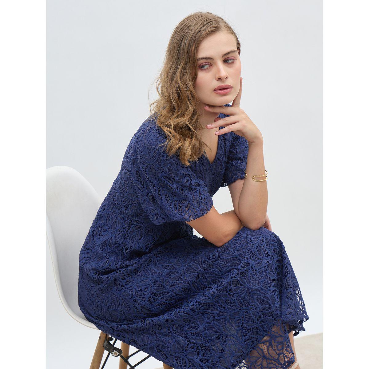 فستان ميدي سادة بأكمام بالون-women-clothing-dresses-image-6