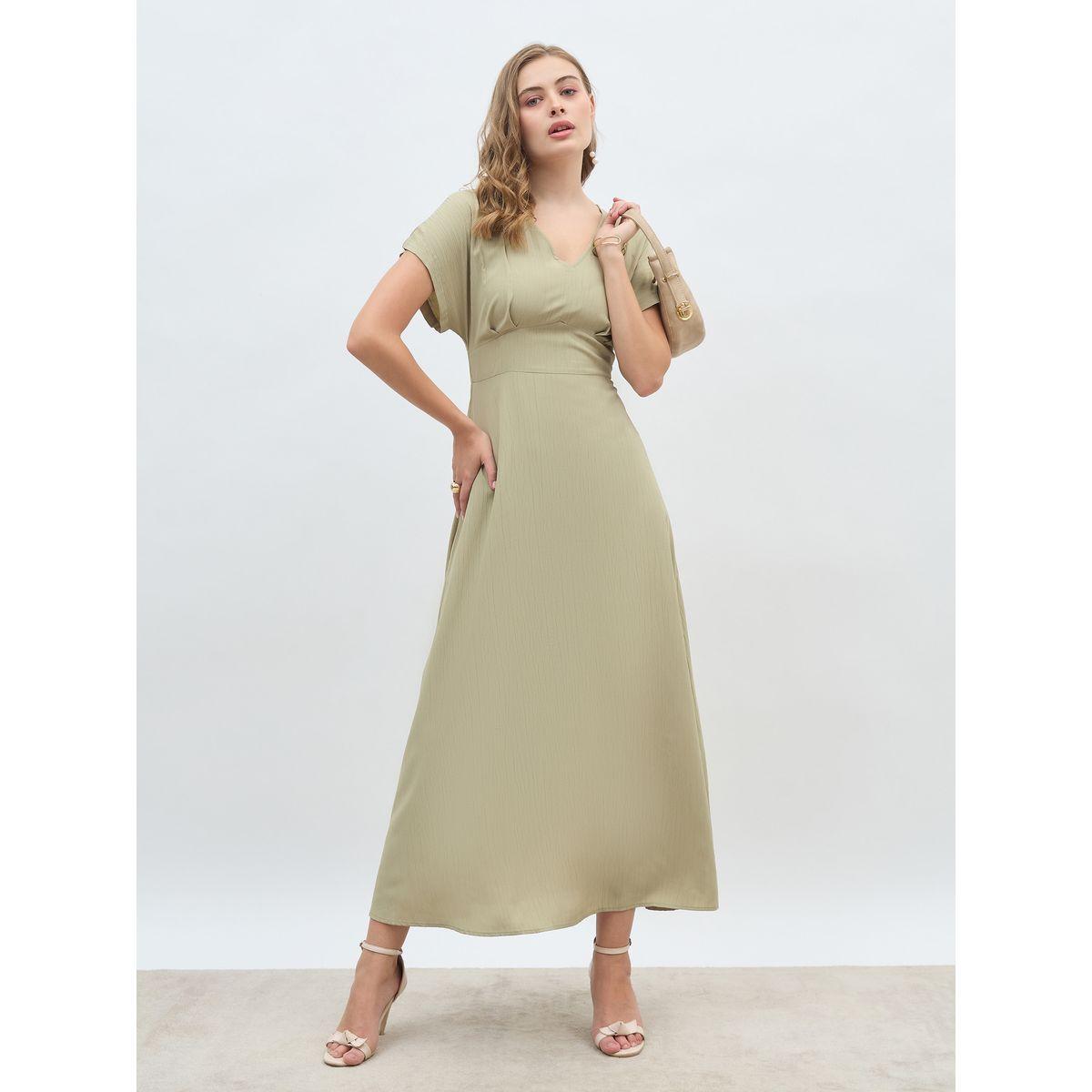 فستان طويل بحافة واسعة وأكمام مُمتدة-women-clothing-dresses-image-1
