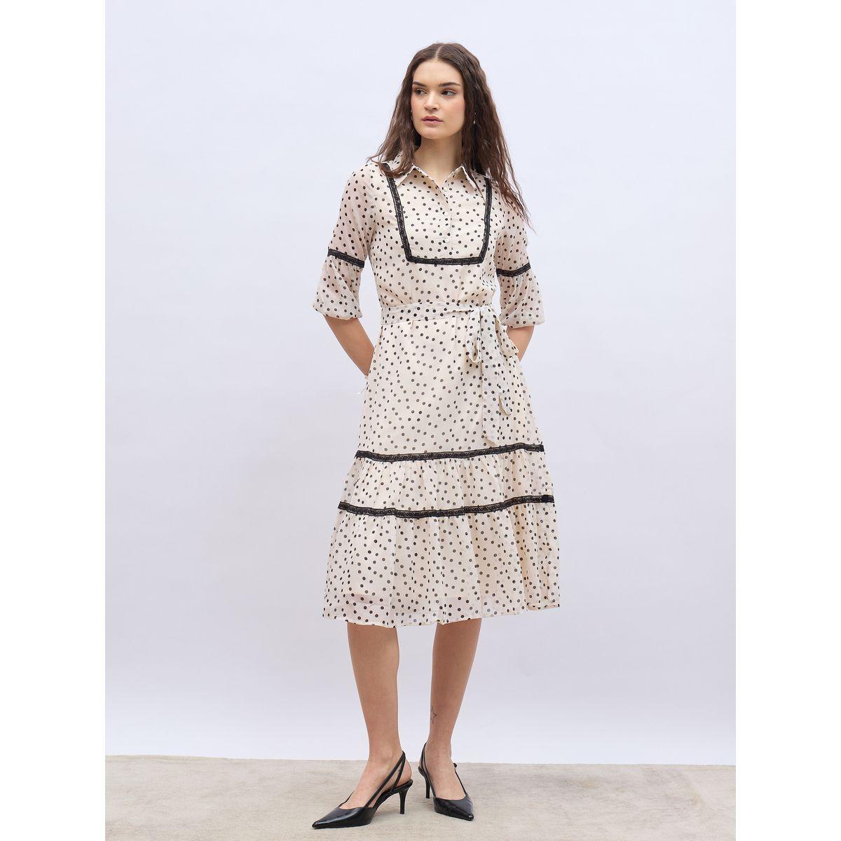 فستان ميدي بطبعة نقاط بولكا وتفاصيل دانتيل-women-clothing-dresses-image-2