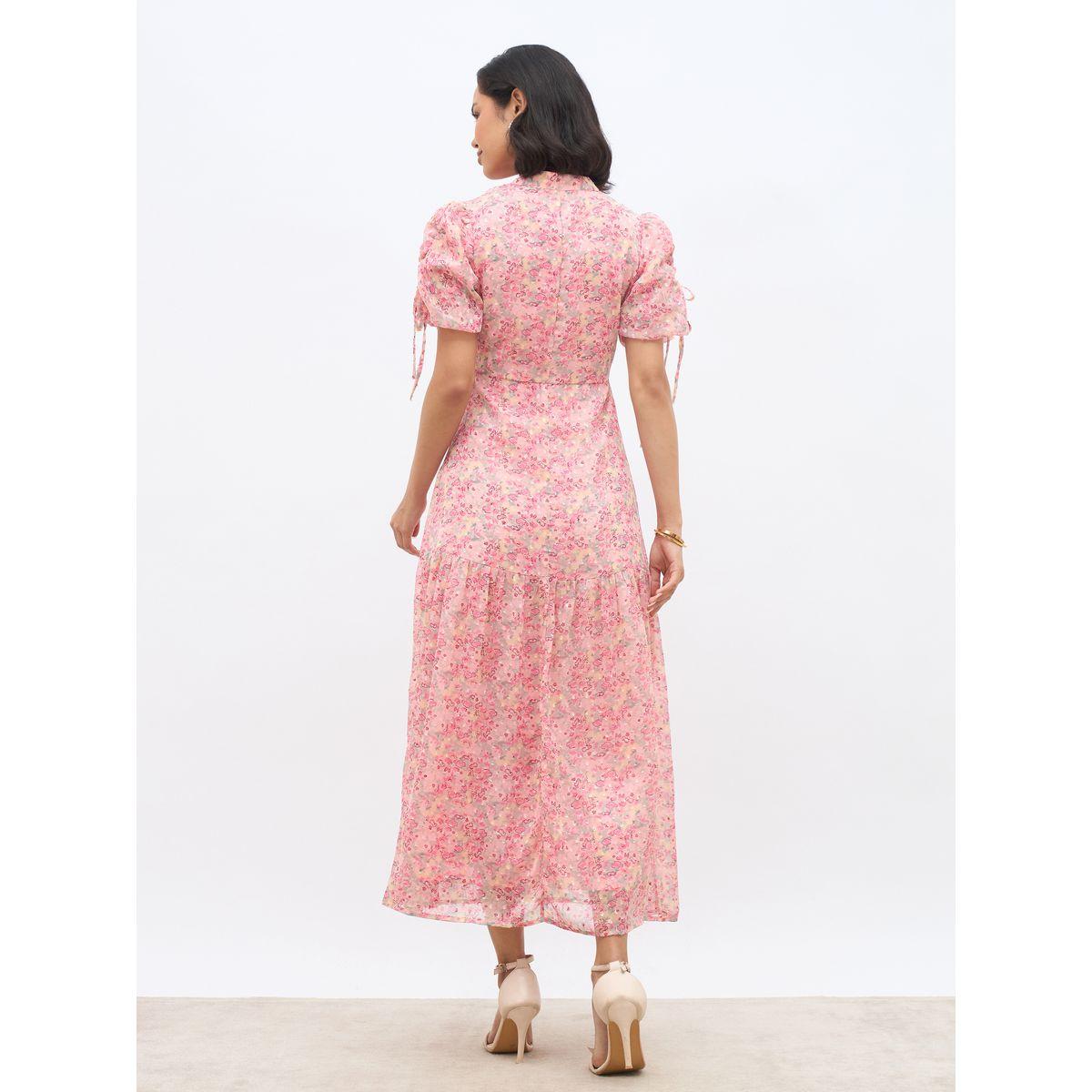 فستان طويل مطبع بزهور وأكمام بالون-women-clothing-dresses-image-5