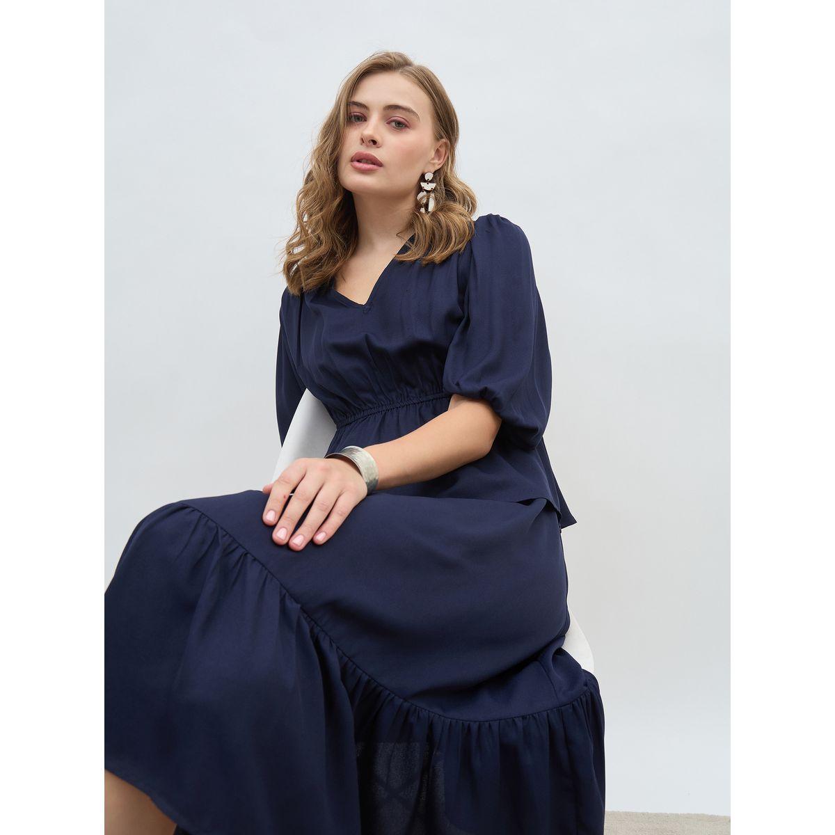 فستان ميدي سادة بقصة بيبلوم-women-clothing-dresses-image-6