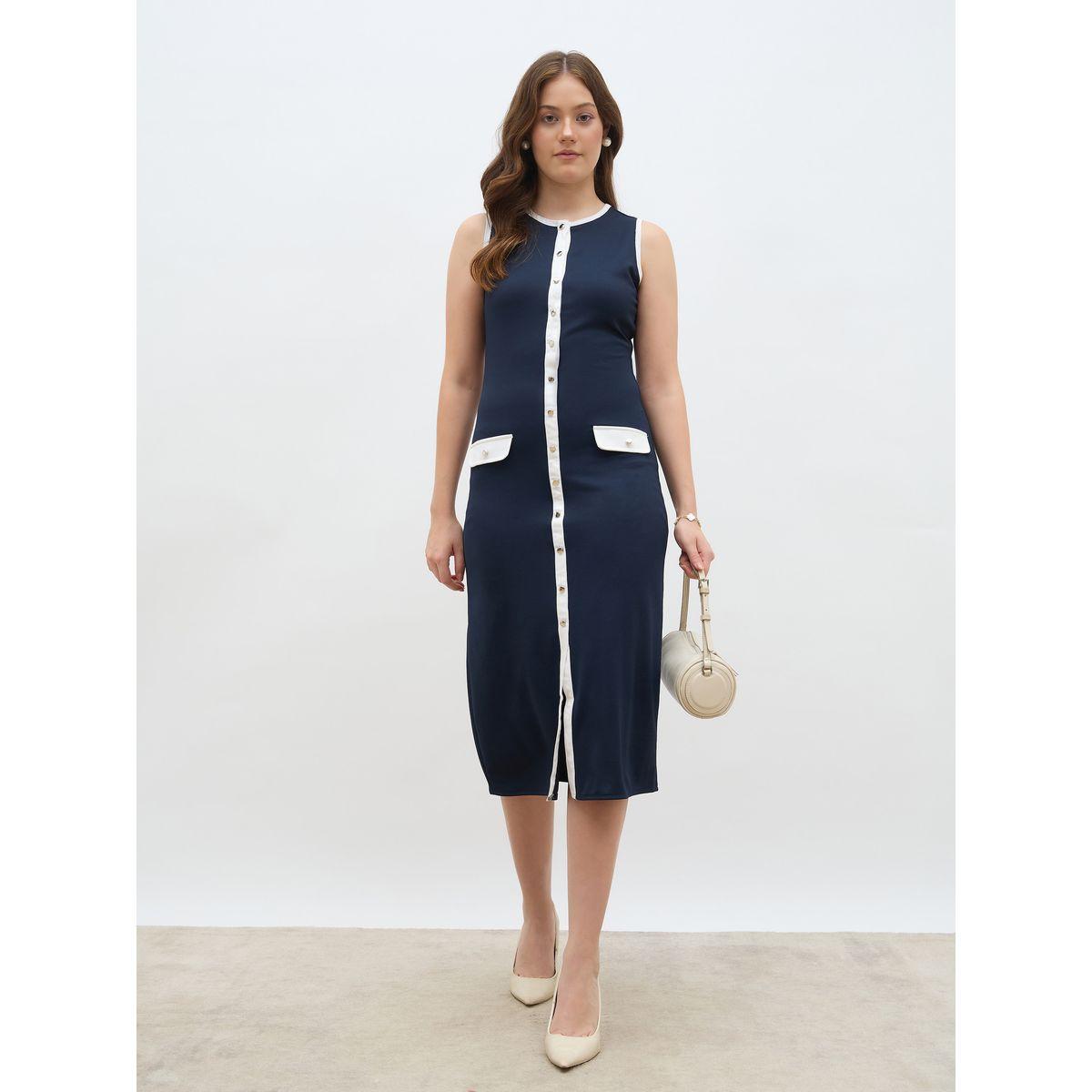 فستان ميدي بلا أكمام بتفاصيل مُتباينة وأزرار-women-clothing-dresses-image-1