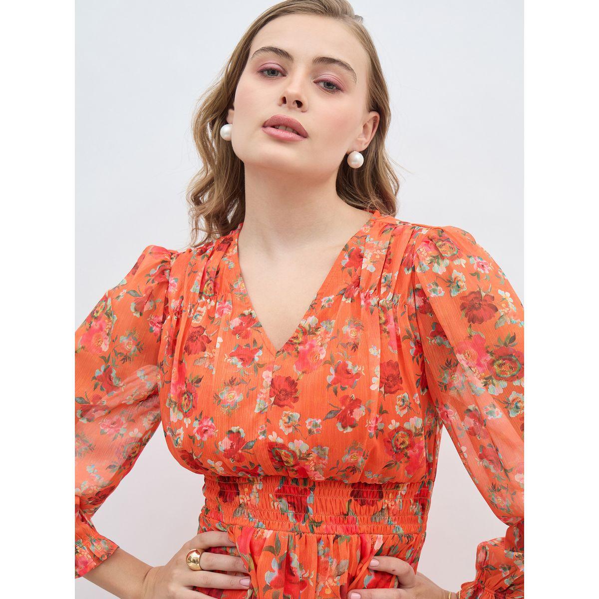 فستان بطول الركبة مطبع بالكامل بطبعة زهور-women-clothing-dresses-image-4