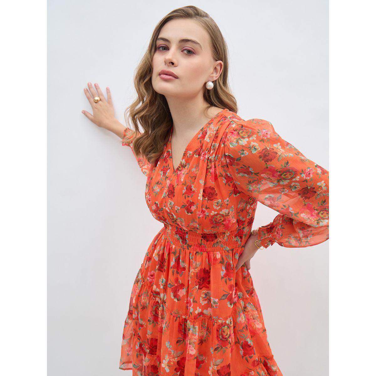 فستان بطول الركبة مطبع بالكامل بطبعة زهور-women-clothing-dresses-image-6