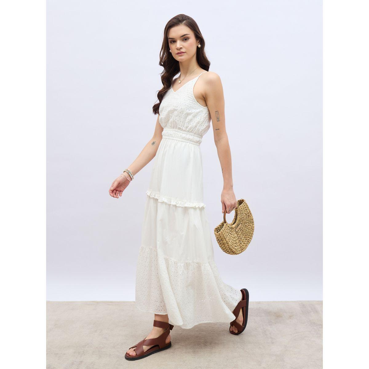Styli Schiffli Strappy Tiered Maxi Dress with Ruffle Trim-women-clothing-dresses-image-1
