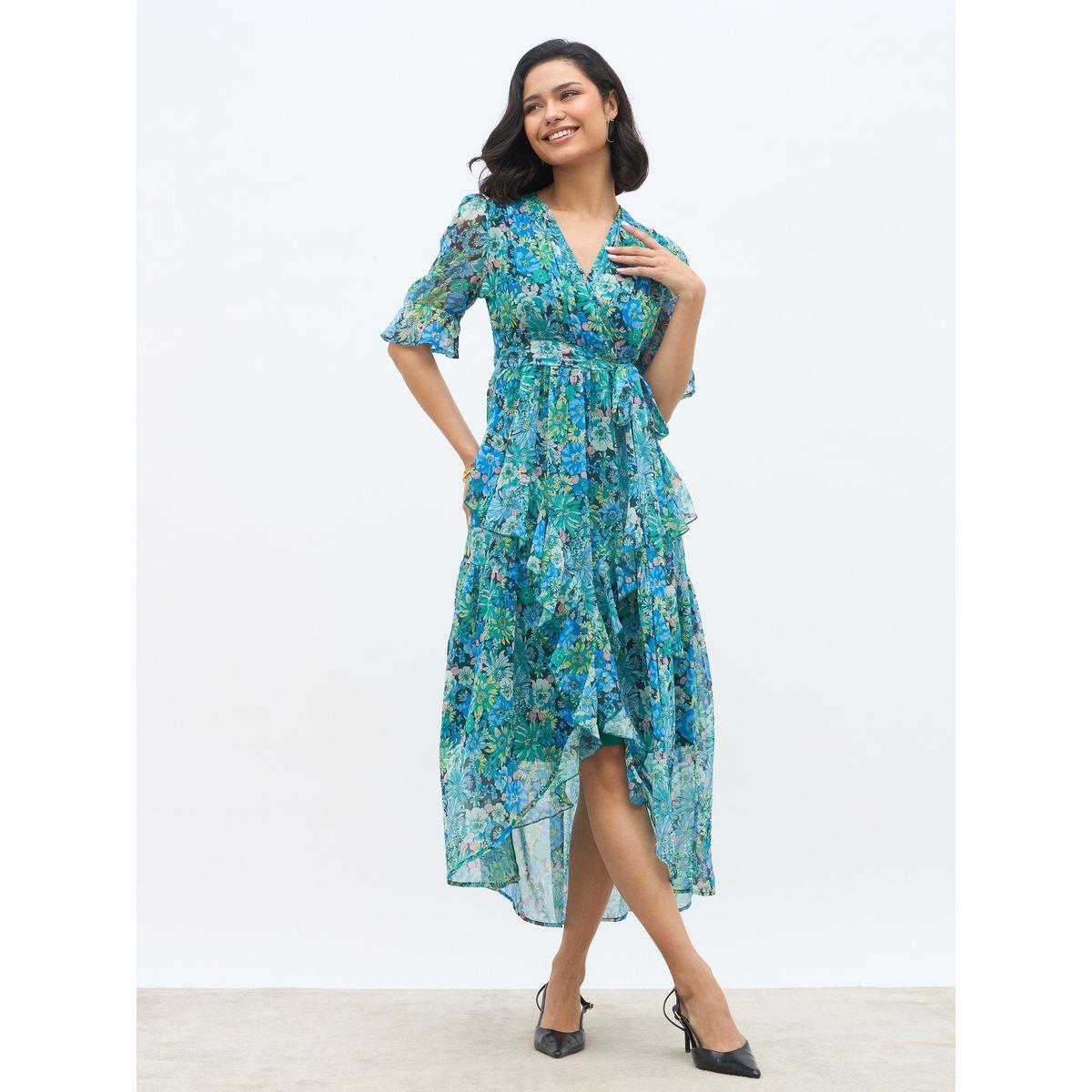 Styli All-Over Floral Print Ruffle Trim Chiffon A-Line Maxi Dress-women-clothing-dresses-image-2