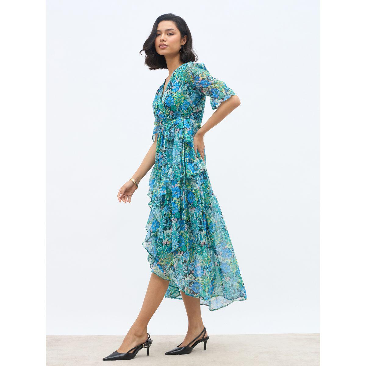 Styli All-Over Floral Print Ruffle Trim Chiffon A-Line Maxi Dress-women-clothing-dresses-image-3